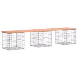 vidaXL Garden Bench Park Outdoor Bench Seat Gabion Design Solid Wood Pine - brown, 203 x 44 x 42 / 40 x 40 x 40 cm - Additional view 4