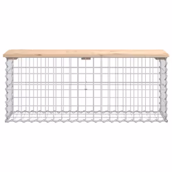 vidaXL Garden Bench Park Outdoor Bench Seat Gabion Design Solid Wood Pine - light brown, 103 x 31,5 x 42 / 100 x 30 x 40 cm - Additional view 2