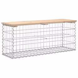 vidaXL Garden Bench Park Outdoor Bench Seat Gabion Design Solid Wood Pine - light brown, 103 x 31,5 x 42 / 100 x 30 x 40 cm - Additional view 4