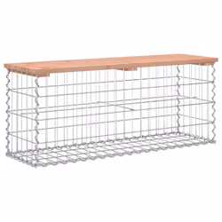 vidaXL Garden Bench Park Outdoor Bench Seat Gabion Design Solid Wood Pine - brown, 103 x 31,5 x 42 / 100 x 30 x 40 cm - Additional view 4