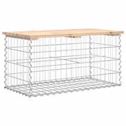 vidaXL Garden Bench Park Outdoor Bench Seat Gabion Design Solid Wood Pine - light brown, 83 x 44 x 42 / 80 x 40 x 40 cm - Additional view 4