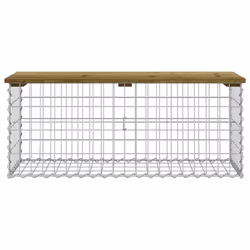 vidaXL Garden Bench Park Outdoor Bench Seat Gabion Design Solid Wood Pine - dark brown, 103 x 44 x 42 / 100 x 40 x 40 cm - Additional view 2