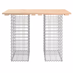 vidaXL Garden Bench Park Outdoor Bench Seat Gabion Design Solid Wood Douglas - light brown, 70 x 100 x 72 cm - Additional view 2