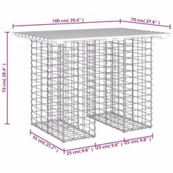 vidaXL Garden Bench Park Outdoor Bench Seat Gabion Design Solid Wood Douglas - brown, 70 x 100 x 72 cm