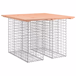 vidaXL Garden Bench Park Outdoor Bench Seat Gabion Design Solid Wood Douglas - brown, 100 x 102 x 72 cm