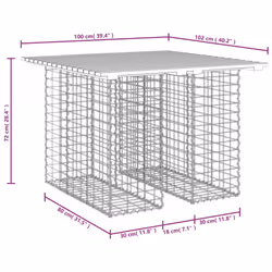 vidaXL Garden Bench Park Outdoor Bench Seat Gabion Design Solid Wood Douglas - brown, 100 x 102 x 72 cm - Additional view 7