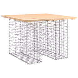 vidaXL Garden Bench Park Outdoor Bench Seat Gabion Design Solid Wood Douglas - light brown, 102 x 100 x 72 cm