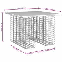 vidaXL Garden Bench Park Outdoor Bench Seat Gabion Design Solid Wood Douglas - light brown, 102 x 100 x 72 cm