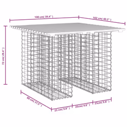 vidaXL Garden Bench Park Outdoor Bench Seat Gabion Design Solid Wood Douglas - dark brown, 102 x 100 x 72 cm
