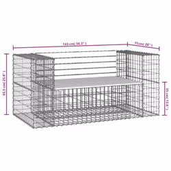 vidaXL Garden Bench Outdoor Park Bench Gabion Design Impregnated Wood Pine - brown, 143 x 71 x 65.5 cm