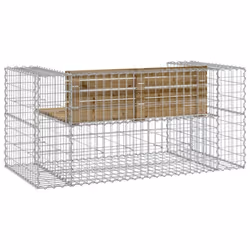 vidaXL Garden Bench Outdoor Park Bench Gabion Design Impregnated Wood Pine - dark brown, 143 x 71 x 65.5 cm - Additional view 4