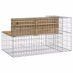 vidaXL Garden Bench Outdoor Park Bench Gabion Design Impregnated Wood Pine - dark brown, 122 x 71 x 65.5 cm - Additional view 4