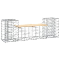 vidaXL Garden Bench Wooden Outdoor Bench Seat Gabion Design Solid Wood Pine - light brown