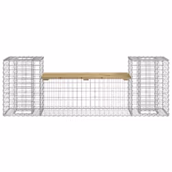 vidaXL Garden Bench Wooden Outdoor Bench Seat Gabion Design Solid Wood Pine - dark brown