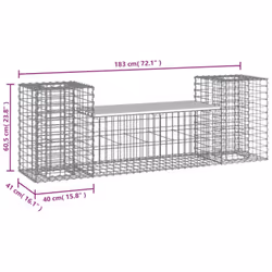 vidaXL Garden Bench Wooden Outdoor Bench Seat Gabion Design Solid Wood Pine - dark brown - Additional view 5