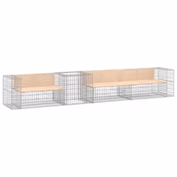 vidaXL Garden Bench Park Bench with Gabion Basket Bench Chair Solid Wood Pine - natural pine