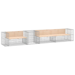 vidaXL Garden Bench Park Bench with Gabion Basket Bench Chair Solid Wood Pine - natural pine