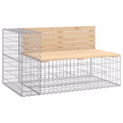 vidaXL Garden Bench Park Bench with Gabion Basket Bench Chair Solid Wood Pine - natural pine