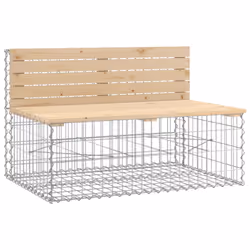 vidaXL Garden Bench Outdoor Bench Park Bench Gabion Design Solid Wood Douglas - natural pine - Additional view 4