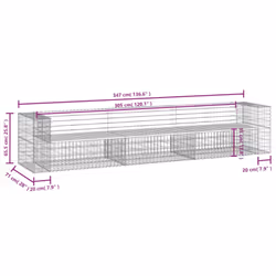 vidaXL Garden Bench Outdoor Bench Park Bench Gabion Design Solid Wood Douglas - natural pine - Additional view 8