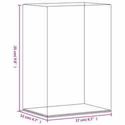 vidaXL Display Box Clear Display Case Acrylic Box Showcase Transparent Acrylic - 17 x 12 x 25 cm