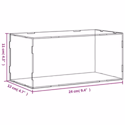 vidaXL Display Box Clear Display Case Acrylic Box Showcase Transparent Acrylic - 24 x 12 x 11 cm - Additional view 3