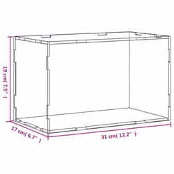 vidaXL Display Box Clear Display Case Acrylic Box Showcase Transparent Acrylic - 31 x 17 x 19 cm