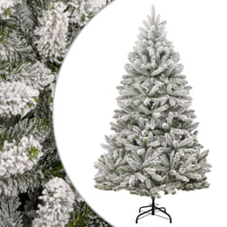 vidaXL Artificial Hinged Christmas Tree Pre Lit Xmas Tree with Flocked Snow