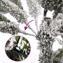 vidaXL Artificial Hinged Christmas Tree Pre Lit Xmas Tree with Flocked Snow
