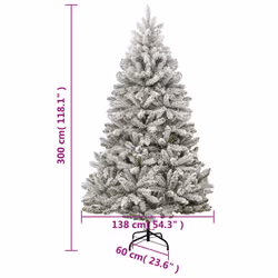 vidaXL Artificial Hinged Christmas Tree Pre Lit Xmas Tree with Flocked Snow