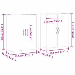 vidaXL Wall Mounted Cabinets Storage Cabinet Cupboard Display Cabinet 2 pcs - concrete grey - Additional view 3