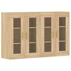 vidaXL Wall Mounted Cabinets Side Cabinet 2 pcs Sonoma Oak Engineered Wood