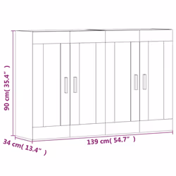 vidaXL Wall Mounted Cabinets Side Cabinet 2 pcs Grey Sonoma Engineered Wood
