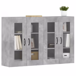 vidaXL Wall Mounted Cabinets Side Cabinet 2 pcs Concrete Grey Engineered Wood - Additional view 2