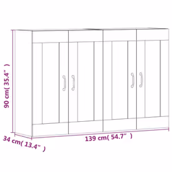 vidaXL Wall Mounted Cabinets Side Cabinet 2 pcs Concrete Grey Engineered Wood - Additional view 3