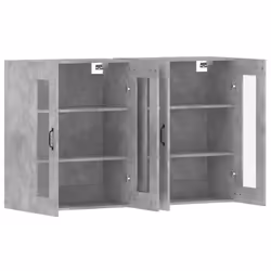 vidaXL Wall Mounted Cabinets Side Cabinet 2 pcs Concrete Grey Engineered Wood - Additional view 4