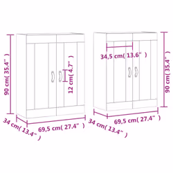 vidaXL Wall Mounted Cabinets Bathroom Cabinet 2 pcs White Engineered Wood