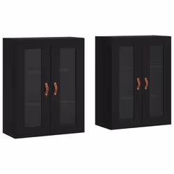 vidaXL Wall Mounted Cabinets Bathroom Cabinet 2 pcs Black Engineered Wood