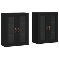 vidaXL Wall Mounted Cabinets Bathroom Cabinet 2 pcs Black Engineered Wood