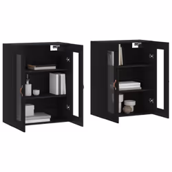 vidaXL Wall Mounted Cabinets Bathroom Cabinet 2 pcs Black Engineered Wood