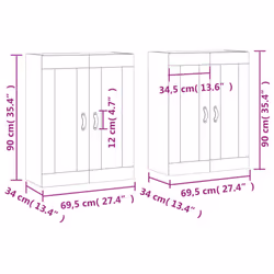 vidaXL Wall Mounted Cabinets Bathroom Cabinet 2 pcs Black Engineered Wood