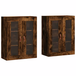vidaXL Wall Mounted Cabinets Bathroom Cabinet 2 pcs Smoked Oak Engineered Wood