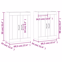 vidaXL Wall Mounted Cabinets Bathroom Cabinet 2 pcs White Engineered Wood
