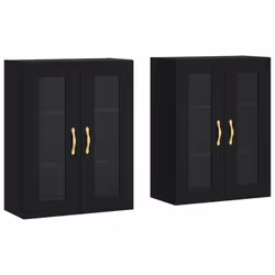 vidaXL Wall Mounted Cabinets Bathroom Cabinet 2 pcs Black Engineered Wood