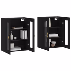 vidaXL Wall Mounted Cabinets Bathroom Cabinet 2 pcs Black Engineered Wood