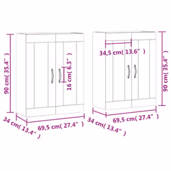 vidaXL Wall Mounted Cabinets Bathroom Cabinet 2 pcs Black Engineered Wood