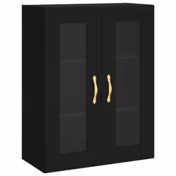 vidaXL Wall Mounted Cabinets Bathroom Cabinet 2 pcs Black Engineered Wood - Additional view 4