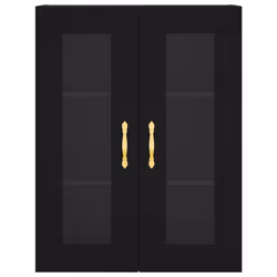 vidaXL Wall Mounted Cabinets Bathroom Cabinet 2 pcs Black Engineered Wood - Additional view 5