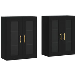 vidaXL Wall Mounted Cabinets Storage Wall Cupboard2 pcs Black Engineered Wood