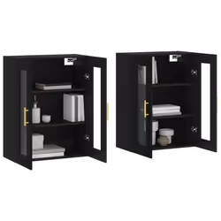vidaXL Wall Mounted Cabinets Storage Wall Cupboard2 pcs Black Engineered Wood